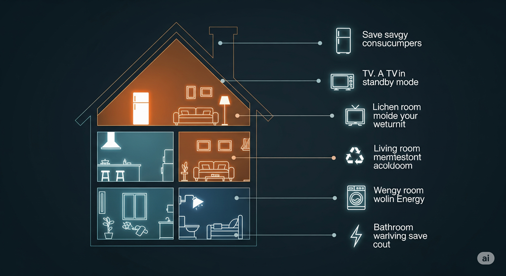 Ratgeberfokus - Stromkosten senken - Infografik zeigt die größten Stromfresser im Haushalt und die dazugehörigen Spartipps