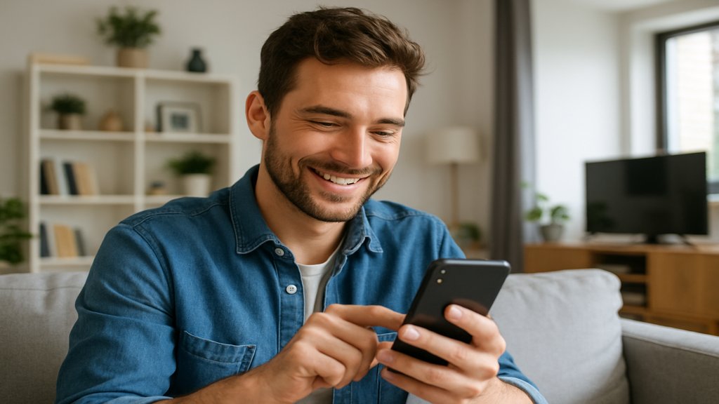 Ein Mann recherchiert Alternativen zur Restschuldversicherung auf seinem Smartphone.