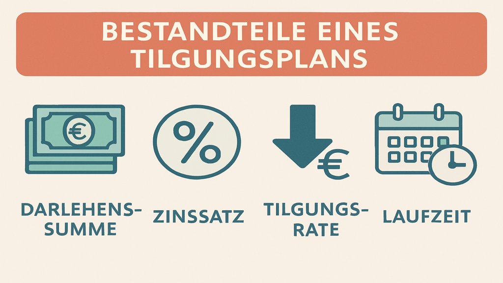 Infografik mit den Bestandteilen eines Tilgungsplans.