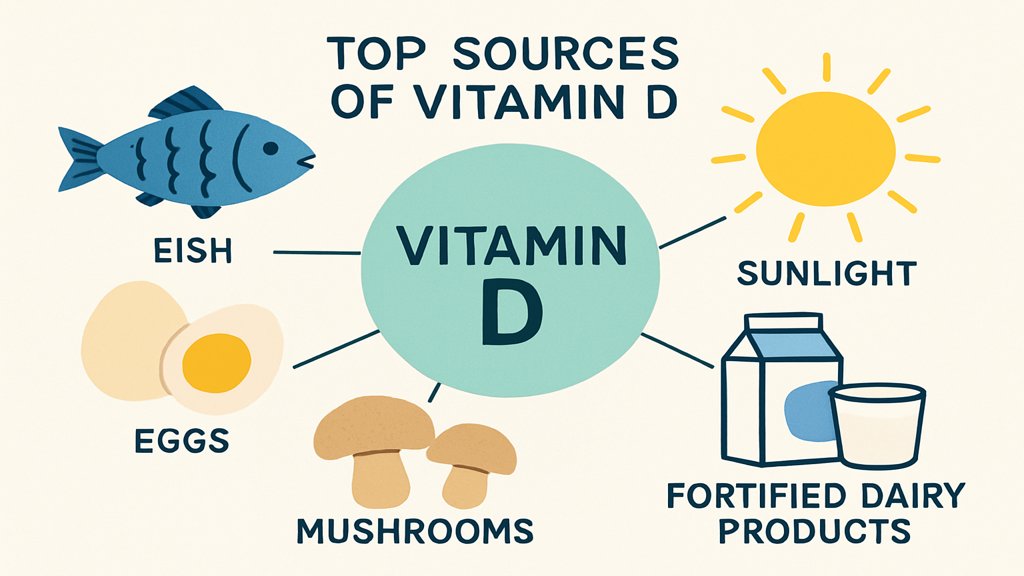 Infografik mit den besten Vitamin-D-Quellen.