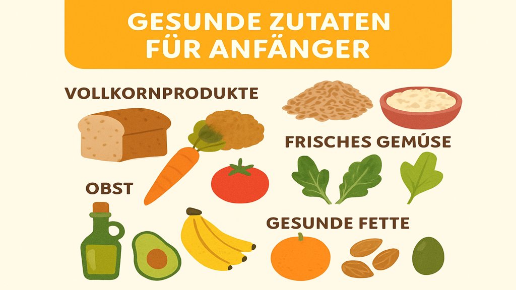 Infografik mit gesunden Zutaten für Anfänger.