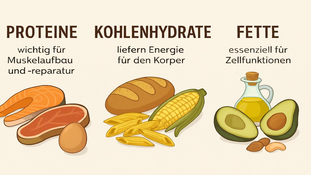 Infografik über die Bedeutung von Lebensmittelgruppen für die Ernährung.