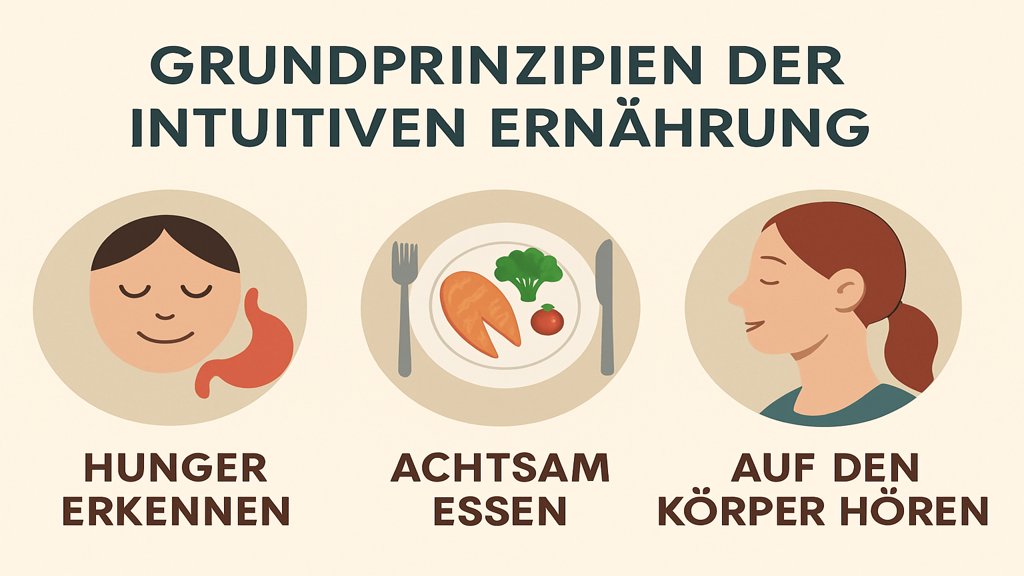 Infografik zu den Grundprinzipien der intuitiven Ernährung.