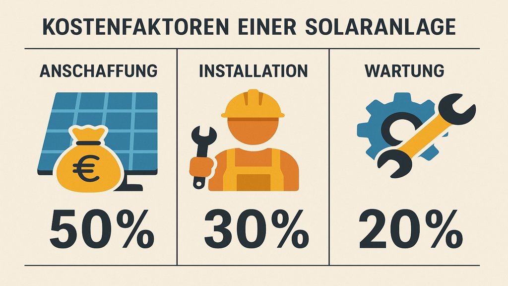Infografik zu den Kostenfaktoren einer Solaranlage.