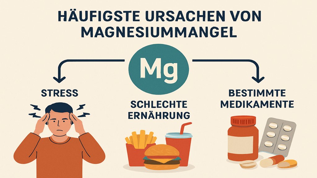 Infografik zu den Ursachen von Magnesiummangel.