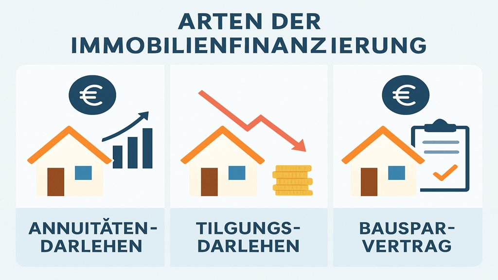 Infografik zu den verschiedenen Arten der Immobilienfinanzierung.