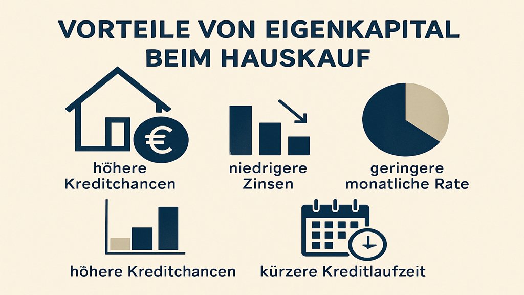 Infografik zu den Vorteilen von Eigenkapital beim Hauskauf.