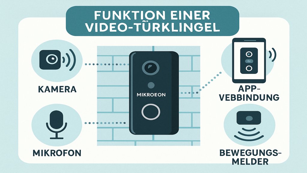 Infografik zur Funktionsweise einer Video-Türklingel.