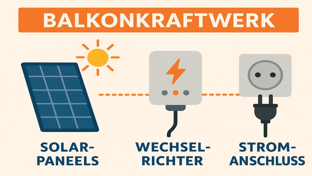 Infografik zur Funktionsweise eines Balkonkraftwerks.