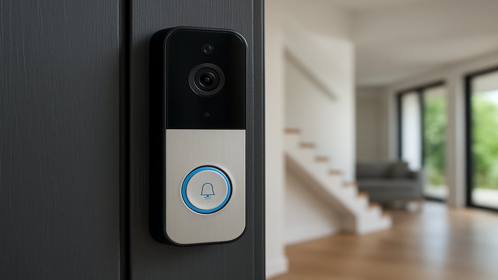 Nahaufnahme einer modernen Türklingel als Alternative zur Ring Doorbell.