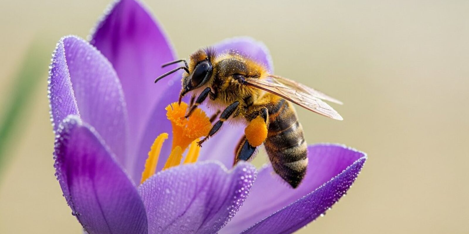 Anfänger lernt die Grundlagen der Makrofotografie am Beispiel einer Biene auf einer Blüte.