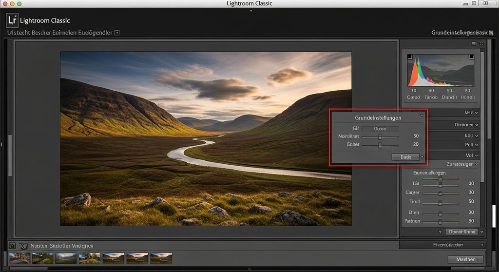 Das Entwickeln-Modul in Lightroom für Anfänger mit Fokus auf die Grundeinstellungen.