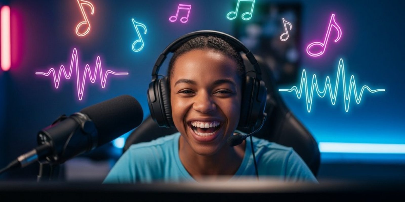 Ein glücklicher Streamer nutzt copyrightfreie Musik, um seinen Kanal vor Strikes zu schützen.