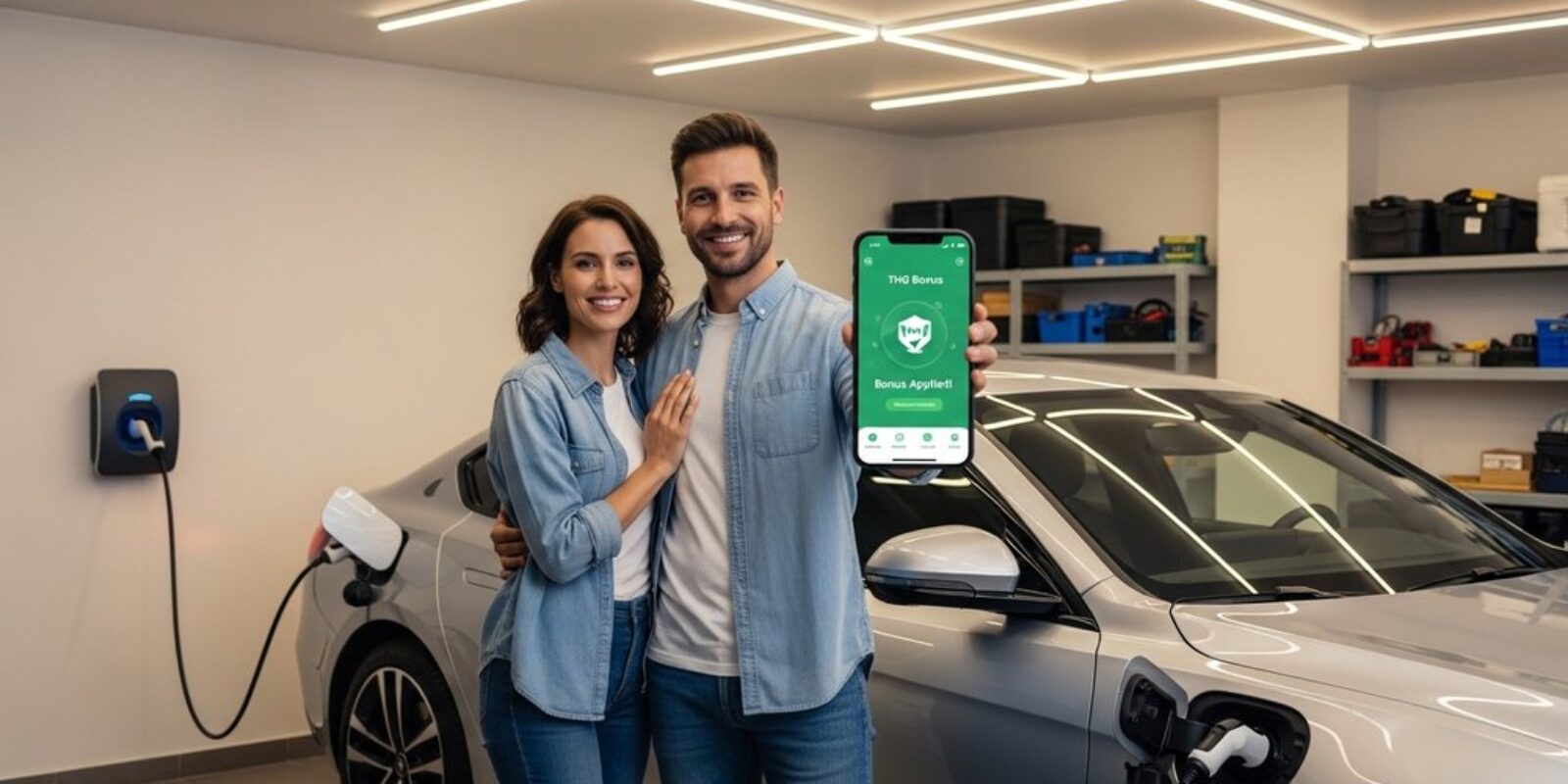 Ein Paar beantragt erfolgreich die THG-Quote für sein E-Auto per Smartphone.