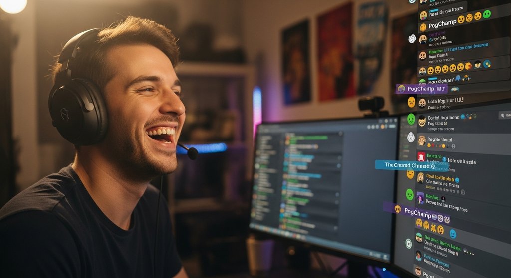 Ein Streamer interagiert live mit seinem Twitch-Chat und baut eine Community auf.
