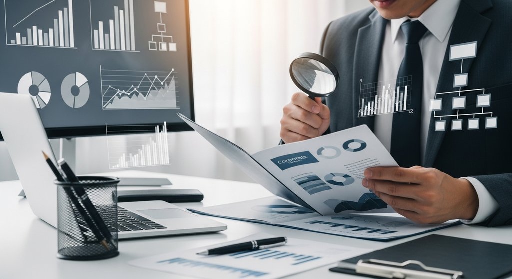 Eine Person bei der strategischen Recherche für eine Initiativbewerbung.