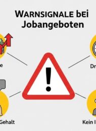 Infografik zeigt rote Flaggen, an denen man unseriöse Nebenjob-Angebote von Zuhause erkennt.
