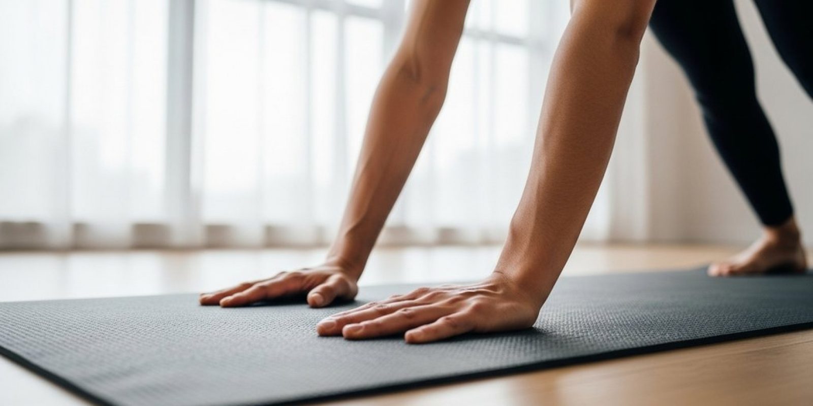 Yogamatte im Test zeigt eine Person mit perfektem Grip im herabschauenden Hund.